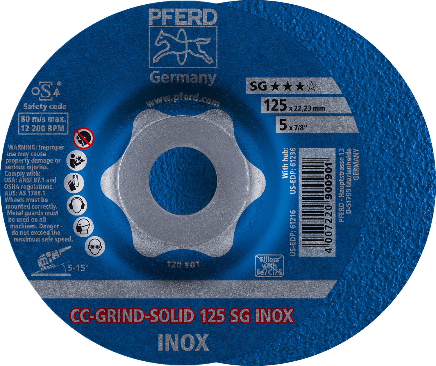 5" CC-GRIND®-SOLID - 7/8" A.H. SG INOX